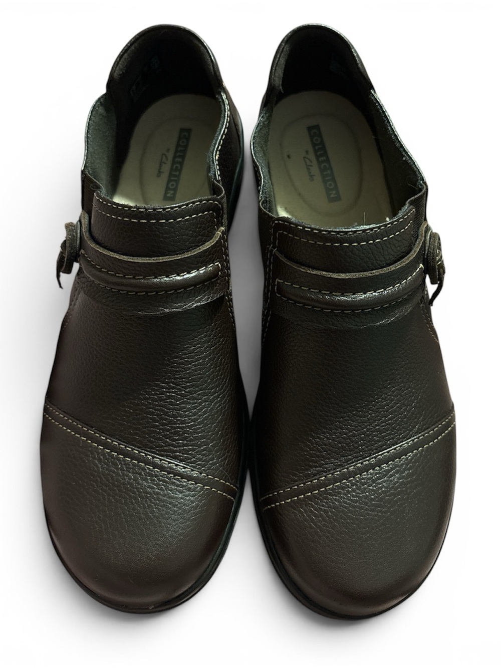 Women's Clarks Slip-On Leather Comfort Shoes - Brown
